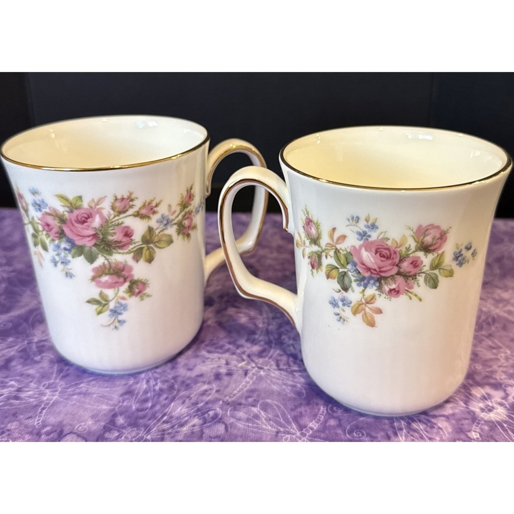 Royal Albert Moss Rose Bone China‎ Mugs Mug England Set Of 2